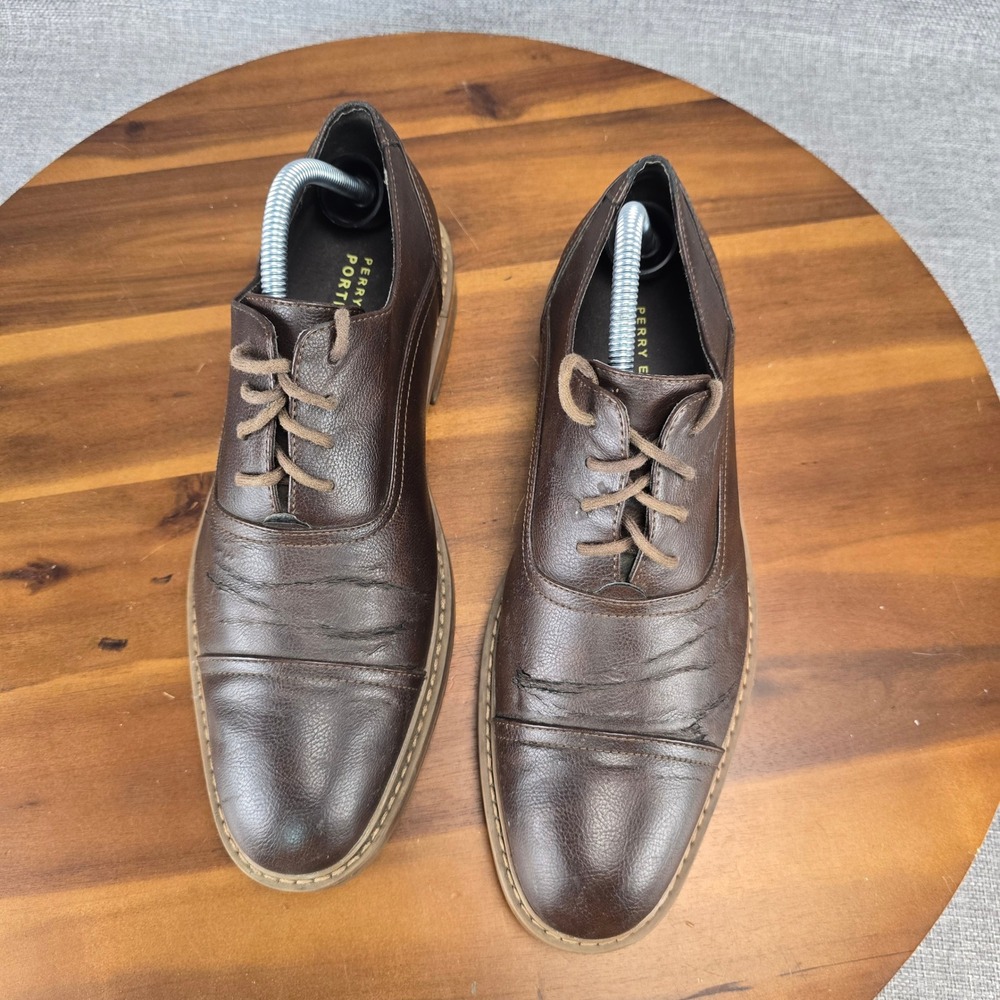 Perry Ellis Portfolio Mens Brown Cap Toe Oxford Dress Shoes PEFST14130B-2 Size 8 - Picture 3 of 16